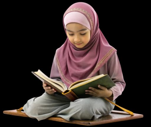 Student learning Quran online